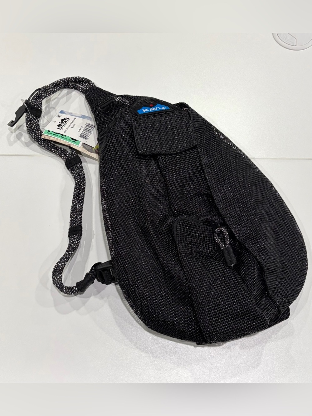 Kavu Mini Beach Rope Sling Crossbody Bag Black NWT Adjustable Shoulder Mesh